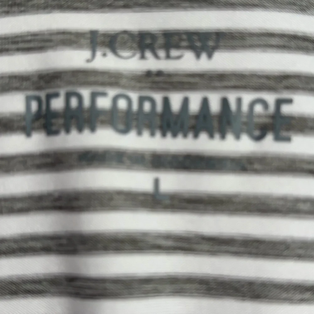 J. Crew Performance‎ Classic Gray Striped Polo Shirt Size Large EUC